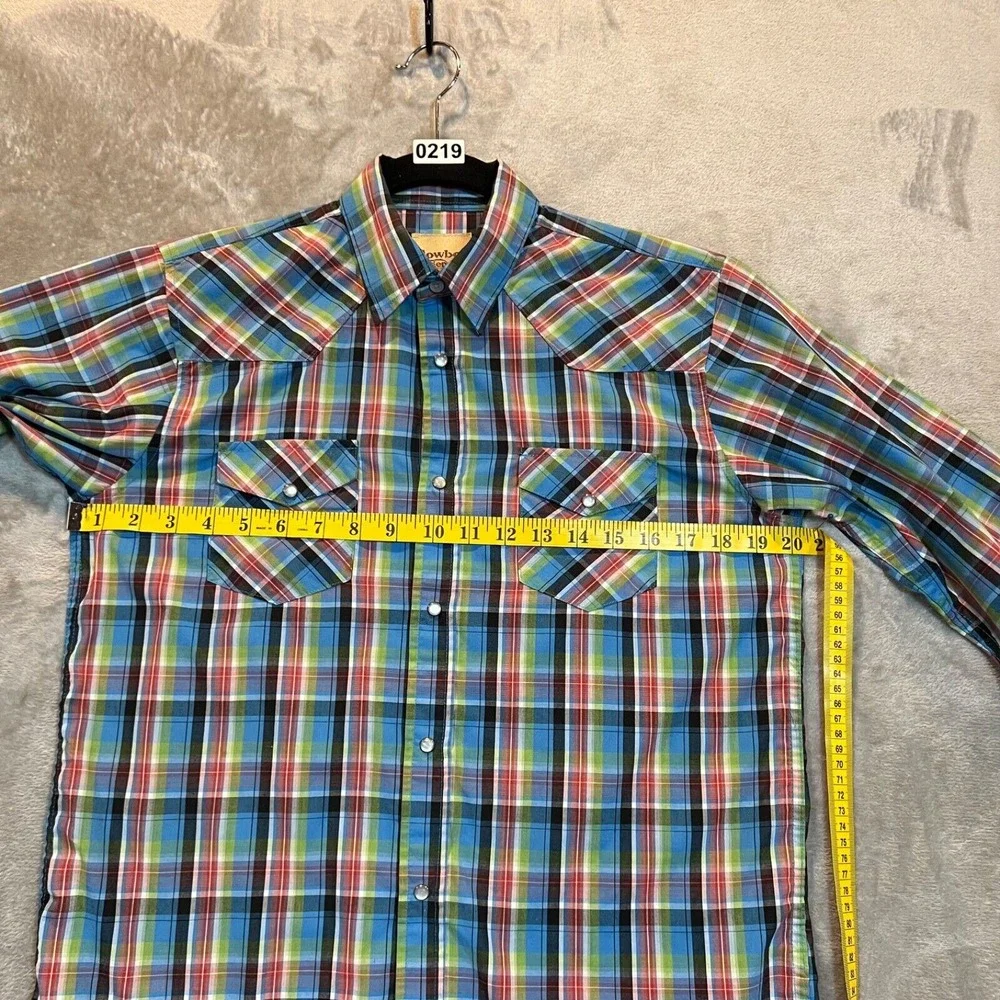 Cowboy Legend Shirt Youth Size XL Plaid‎ Long Sleeve Pearl Snap Western 4H Rodeo